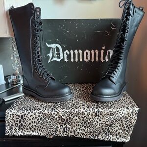 Bolt 400  Black Combat Boots with Lug Soles by DemoniA